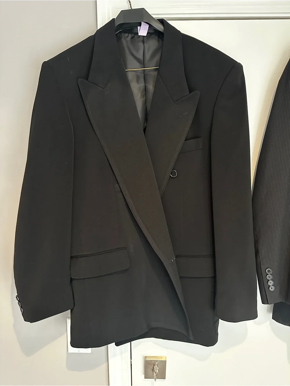 2 Men’s Black Suit Jackets 40L & 38R Repair Lot Midtown Man Marc Tulio Stretch